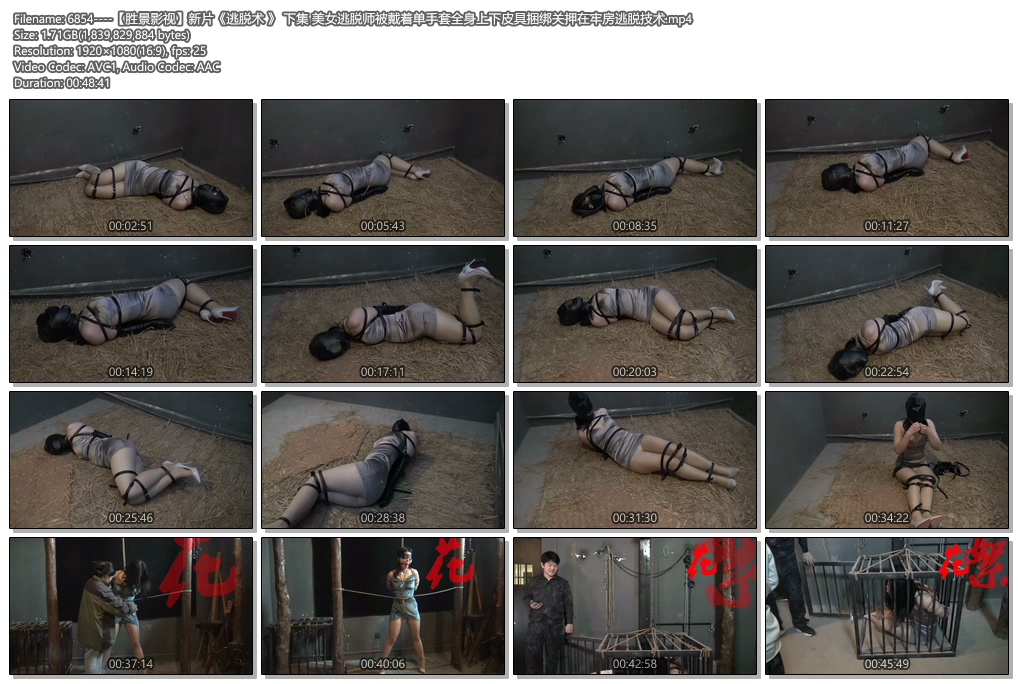 6854----【胜景影视】新片《逃脱术 》 下集 美女逃脱师被戴着单手套全身上下皮具捆绑.jpg