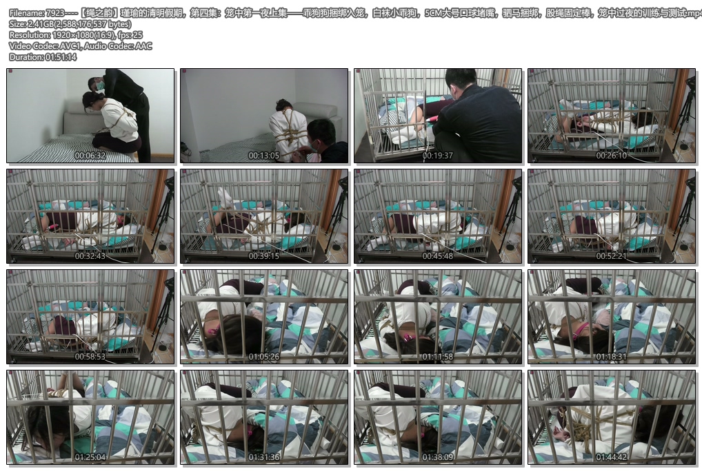 7923----【绳之韵】瑾瑜的清明假期，第四集：笼中第一夜上集——乖狗狗捆绑入笼，白袜.jpg
