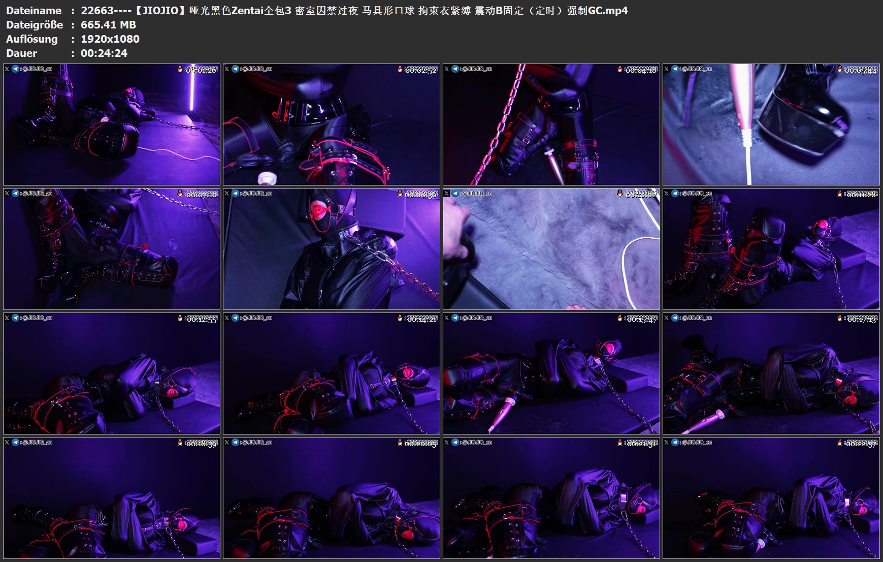 22663----【JIOJIO】哑光黑色Zentai全包3 密室囚禁过夜 马具形口球 拘束衣紧缚 震动B.jpg