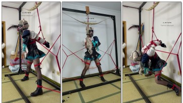 【坎喵】原神cos-琳妮特强制分腿+后手直臂吊缚强制罚站+强高+长时放置+脱缚失败