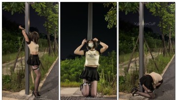 【Sub咔咔】户外手脚背铐在路牌上SubM