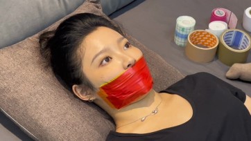 【默示录】【小橙】胶带贴贴贴~11层胶带，严实地封嘴，每一位模特的必经之路~