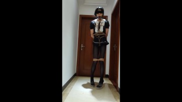 【Toph】伪娘睡裙黑丝后手自缚