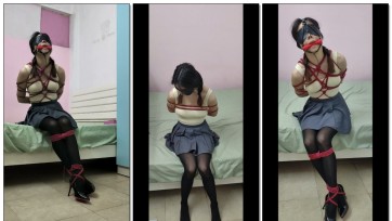 【大白原创】黑色裤袜超短裙逐步紧缚驷马