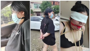 【⑨ωù零】胖墩墩女生体验户外戴口球扎带捆绑出行