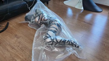 【鹿角与猫爪】《多层全包——热缩真空塑封》透明膜、电工胶带、热缩袋、真空袋，多层加固，头部3个热缩膜7层包裹，挑战了爪爪呼控极限，像出缸的鱼一样跃起挣扎