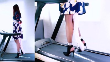 【高跟遇到跑步机】五花重镣 五花紧缚高跟重镣口球TD在跑步机上