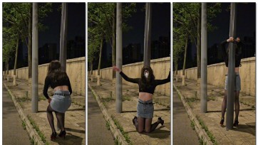 【Sub咔咔】牛仔裙头顶背铐路灯上SubM