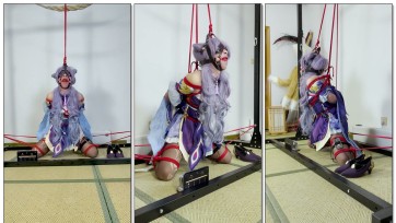 【坎喵】原神cos-刻晴日式折腿吊缚放置+强制分腿+电击+强高