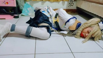 【TiedIndonesia】原神芭芭拉的捆綁鬥爭，白色絲綢，封口，繩子，歐式直裝風格