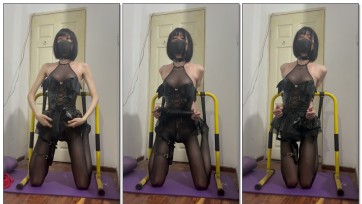 【噗呲哦】伪娘自缚将自己固定在护栏上