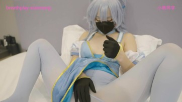 【小萌同学】COS翠雀眉  口塞深喉GC 与乳胶头套丝袜全包