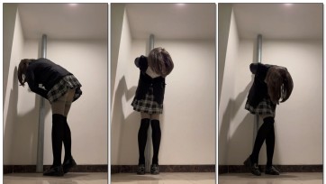 【Sub咔咔】JK楼道反手吊铐SubM