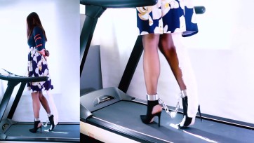 【高跟遇到跑步机】五花紧缚高跟重镣口球TD在跑步机上