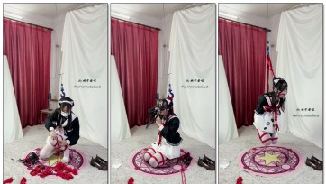 【坎喵】绝望的自缚-白丝lolita后手直臂折腿悬吊