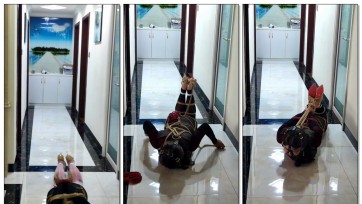 【genius】伪娘小m紧身包臀裙自缚