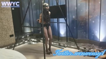 【雯雯原创】性感马油袜，超大马具口塞，内置震动tj