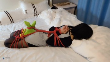 【JS】【激辣】红绳后手观音驷马捆绑 棉袜 丝袜套头 胶带封嘴 挠痒 绑脚趾