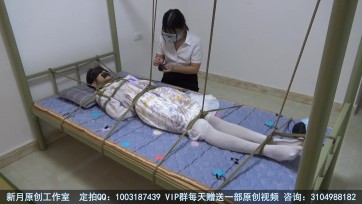 【新月原创】【彩依】【玉箫】宿舍绑床 蒙眼堵嘴 强烈挣扎 气喘吁吁 女大学生lolita白丝