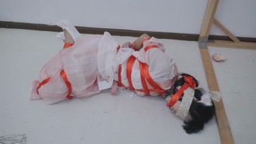 【冷与贝】汉服妹子红绸捆绑，蒙眼红绸勒嘴，驷马捆绑