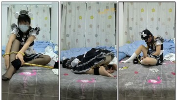 【新月原创】【玉箫】《家庭作业9》女仆丝袜新镣铐（下集）拘束道具试用员 口球流口水