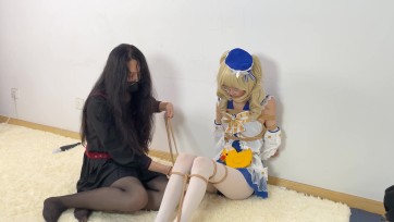 【奈奈酱原创】原神cosplay-芭芭拉泳装，白丝袜，驷马捆绑挣扎玩弄