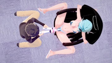 【3D动画】电竞椅上的泳装比基尼优菈 椅缚 口球 强高