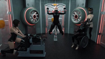 【3D动画】三个女生被抓到太空站进行调教