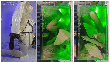 【哈曼哈w】乳胶艾米莉亚，40厘米超长拉珠塞入，绿色液体水缸沉没浸泡拔出拉珠