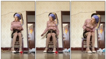 【丝妹vv】薇薇吊带肉丝淑女装日式捆绑脚部镣铐