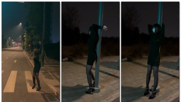 【Sub咔咔】户外头顶反铐在红绿灯杆SubM