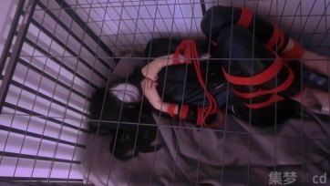 【集梦】《新模红底高跟胶衣狗笼调j》