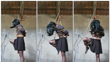 【眼中捂光】破房子自缚，单腿吊+电击+踮脚折磨