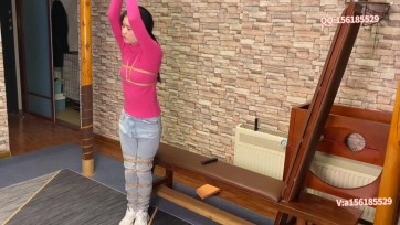 【龙飞绳艺】请女同事吃饭把她迷晕带到我的秘密基地捆绑放置