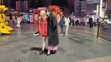 【一绳所爱】陈依依捆绑内置玩具 戴杨具口球穿12CM高跟鞋去繁华路段逛街