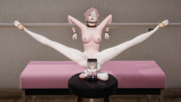 【3D动画】舞蹈房的芭蕾少女 一字马 背手 炮机 拍摄 跳舞 眼罩 自嗨 乳夹