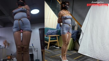 【绳精病】在绳索紧缚罚站强制流口水股绳震动折磨下无助挣扎的美女们