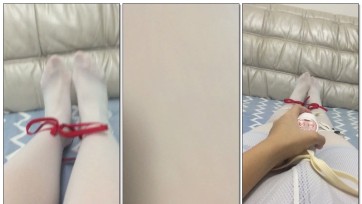 【尽缚】白裤袜伪娘自束缚实验，下面加上会动的小玩具