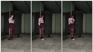 【坎喵】绝望的自缚-黑丝JK深夜外出自缚-定时放置+强高